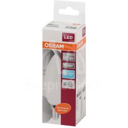 Лампа светодиодная LED STAR CLASSIC B 60 6.5W/840 6.5Вт свеча 4000К нейтр. бел. E14 550лм 220-240В матов. пласт. OSRAM 4058075134140