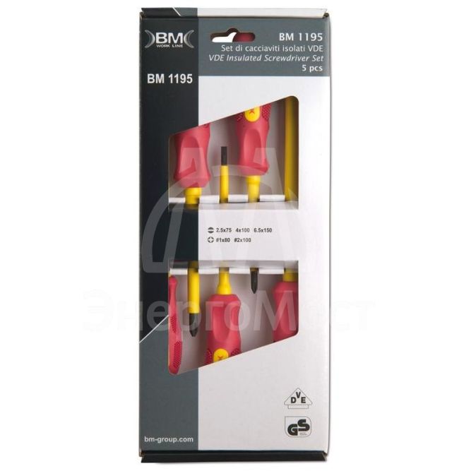 Набор диэлектрических отверток (шлиц. РН) 5 предметов BM BM-1195