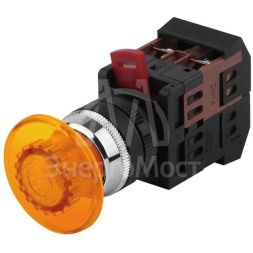 Кнопка AEA-22 &amp;quot;Грибок&amp;quot; d22мм 1з+1р BBG30-AEA-K05E желт. ЭРА Б0045633