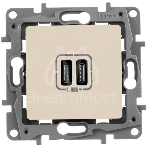 Устройство зарядное Etika с двумя USB-разъемами тип C-тип C 240В/5В 3000мА бел. Leg 672235