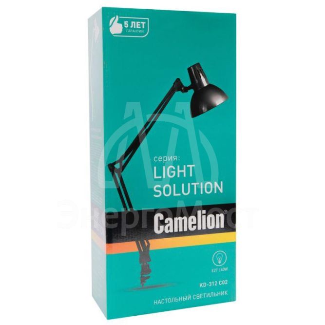 Светильник KD-312 настол. струбцина 230В 60Вт E27 черн. Camelion 10999