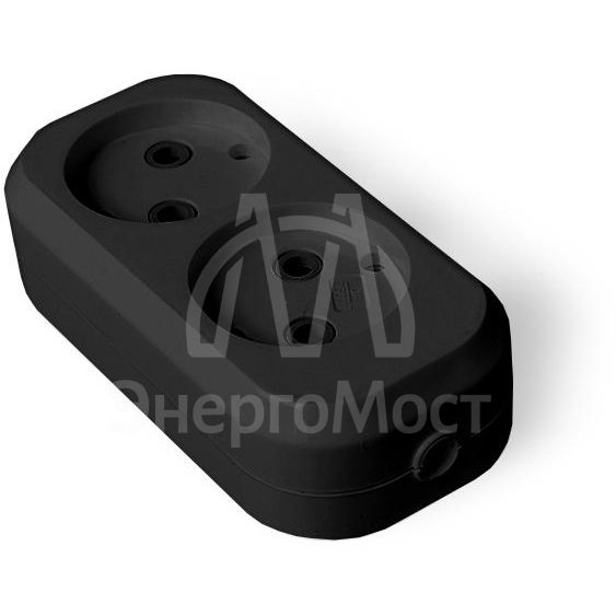 Колодка удлинителя 2-м без заземл. АБС-пластик черн. UNIVersal 1301