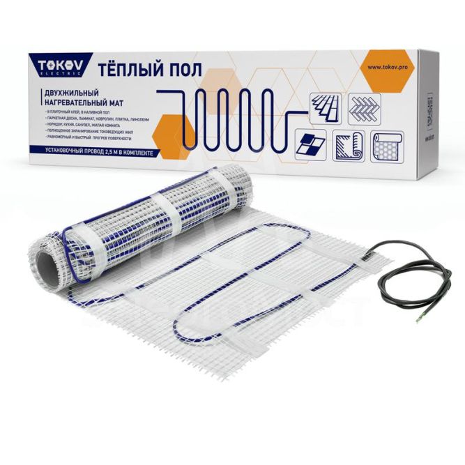 Комплект &amp;quot;Теплый пол&amp;quot; (мат) 150Вт/кв.м 2.5кв.м TOKOV ELECTRIC TKE-MAT150-375-2.5