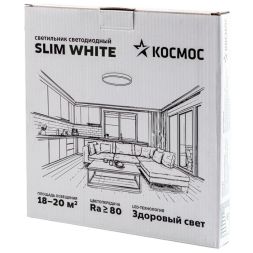 Светильник светодиодный SLIM WHITE 38Вт 4500К IP40 2650лм 230В 400х25мм КОСМОС KSlim38w_W4500K