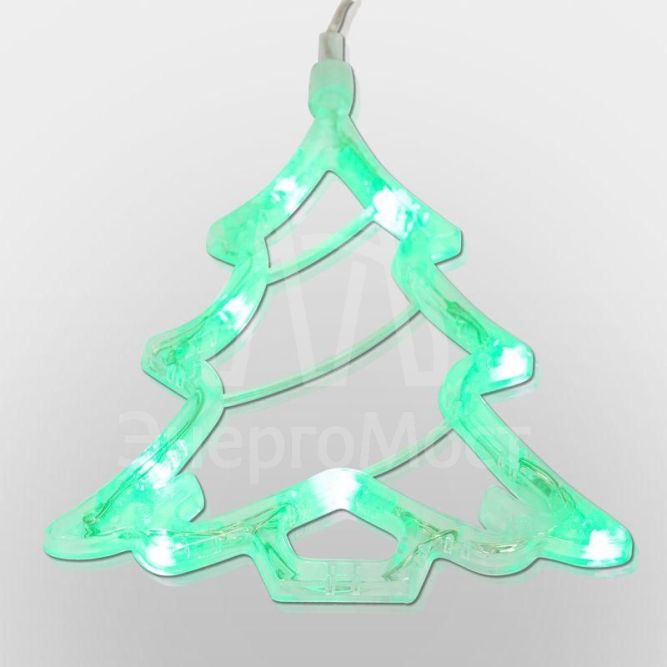 Фигура светодиод. &amp;quot;Елочка&amp;quot; на присоске (батарейки 3хААА в компл.) 8LED 190х160х10мм зел. 1Вт 4.5В IP20 NEON-NIGHT 501-017