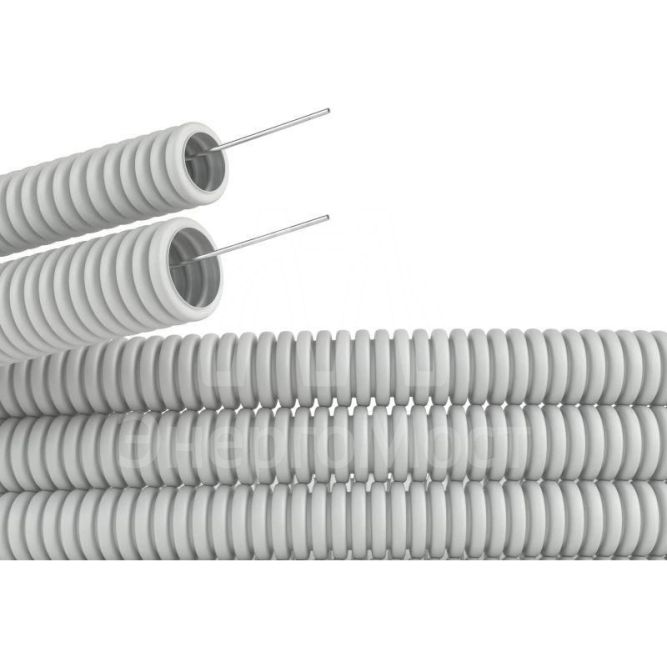 Труба гофрированная ПВХ d16мм тяжелая с протяж. сер. (уп.100м) DKC 91516