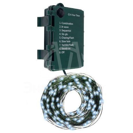 Гирлянда &amp;quot;Роса&amp;quot; DC-G06-120W 120 microLED 12.1м. 8реж. 3хAA бел. ФАZА 5059627