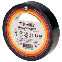 Изолента ПВХ 0.13х15мм 10м черн. (уп.10шт) Kranz KR-09-2006