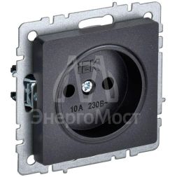 Розетка BRITE РС10-1-0-БрЧ 10А без заземл. без защ. шторок черн. IEK BR-R10-10-K02