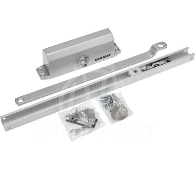 Доводчик дверной со скользящей тягой для установки на дверь весом до 85кг Rexant 46-0512