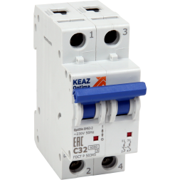 Выключатель автоматический модульный 2п C 32А 6кА OptiDin BM63-2C32-УХЛ3 КЭАЗ 260604