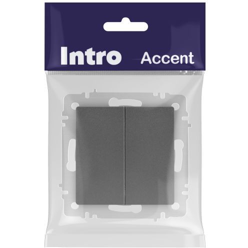 Выключатель 2-кл. СП Accent 6-104-07 10А IP20 250В AL/CU графит Intro Б0063493