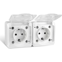 Розетка 2-м ОП Nix 16А IP54 250В с заземл. с прозр. крышкой бел. TOKOV ELECTRIC TKE-NX-R2Z-C01T-IP54