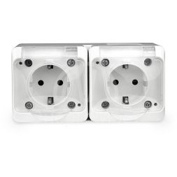 Розетка 2-м ОП Nix 16А IP54 250В с заземл. с прозр. крышкой бел. TOKOV ELECTRIC TKE-NX-R2Z-C01T-IP54