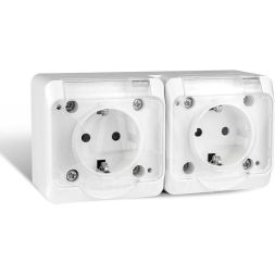 Розетка 2-м ОП Nix 16А IP54 250В с заземл. с прозр. крышкой бел. TOKOV ELECTRIC TKE-NX-R2Z-C01T-IP54