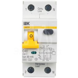 Выключатель автоматический дифференциального тока 2п (1P+N) C 40А 30мА тип A 6кА АВДТ-32 IEK MAD22-5-040-C-30