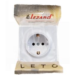 Розетка 1-мест. с заземл. LETO ПБТ бел. LEZARD 752-0200-122B