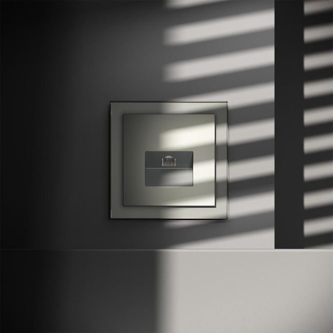 Розетка компьютерная 1-м СП S70 RJ45 кат.6 механизм сталь Voltum VLS060105