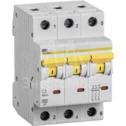Выключатель автоматический модульный 3п C 3А 6кА ВА 47-60 IEK MVA41-3-003-C