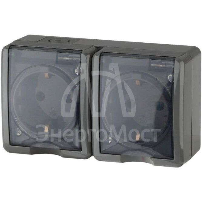 Розетка ОП 11-2403-03 2х2P+E IP54 16АХ-250В Эксперт сер. ЭРА Б0020717