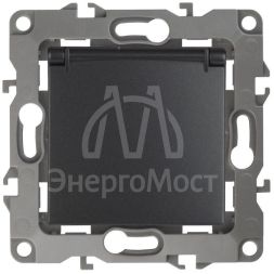Механизм розетки 1-м СП Эра12 12-2103-05 16А IP20 16AX 250В 2P+E Schuko защ. шторки с крышкой антрацит Эра Б0014697