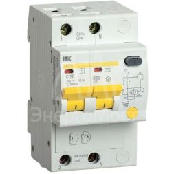 Выключатель автоматический дифференциального тока селективный 2п 50А 100мА тип AC АД12S IEK MAD13-2-050-C-100