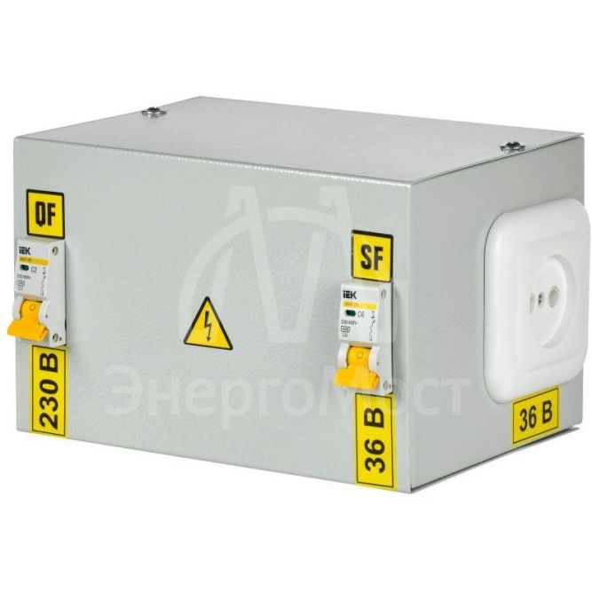 Ящик с понижающим трансформатором ЯТП 0.25 220/36В (2 авт. выкл.) IEK MTT12-036-0250