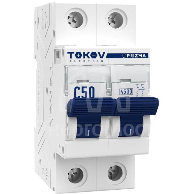 Выключатель автоматический модульный 2П 50А 4.5кА х-ка C TOKOV Electric TKE-PZ45-MCBI-2-50-C