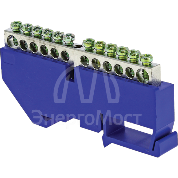 Шина нулевая N 6х9 14 отвер. никель син. изолятор на DIN-рейку PROxima EKF sn1-63-14-d