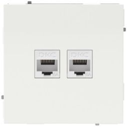 Розетка компьютерная 2-м KANT RJ45 кат.6A без шторки бел. магнолия DKC 7000674