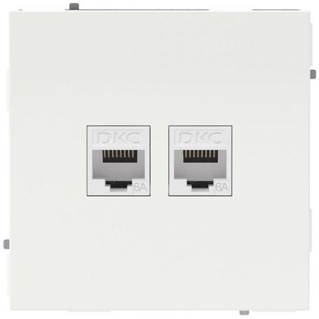 Розетка компьютерная 2-м KANT RJ45 кат.6A без шторки бел. магнолия DKC 7000674