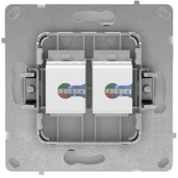 Розетка компьютерная 2-м KANT RJ45 кат.6A без шторки бел. магнолия DKC 7000674