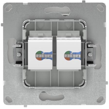 Розетка компьютерная 2-м KANT RJ45 кат.6A без шторки бел. магнолия DKC 7000674
