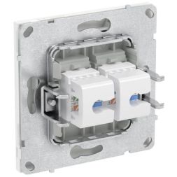 Розетка компьютерная 2-м KANT RJ45 кат.6A без шторки бел. магнолия DKC 7000674