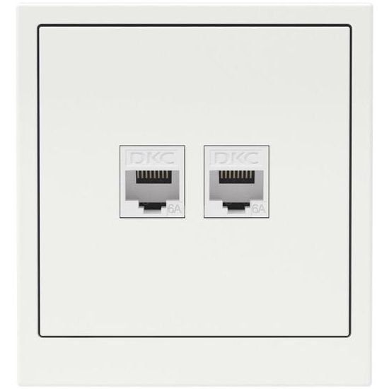 Розетка компьютерная 2-м KANT RJ45 кат.6A без шторки бел. магнолия DKC 7000674
