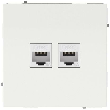 Розетка компьютерная 2-м KANT RJ45 кат.6A без шторки бел. магнолия DKC 7000674