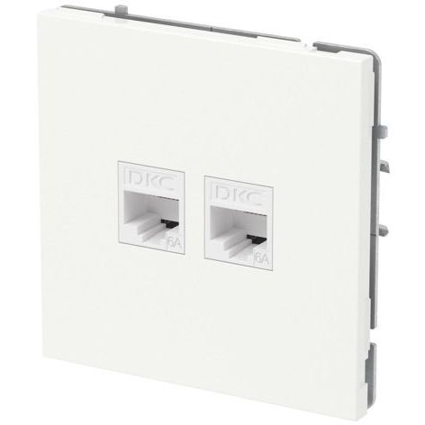 Розетка компьютерная 2-м KANT RJ45 кат.6A без шторки бел. магнолия DKC 7000674