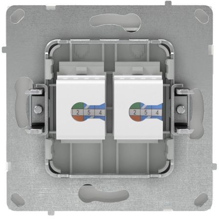 Розетка компьютерная 2-м KANT RJ45 кат.6A без шторки бел. магнолия DKC 7000674