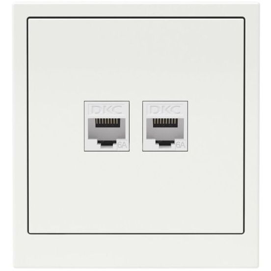 Розетка компьютерная 2-м KANT RJ45 кат.6A без шторки бел. магнолия DKC 7000674