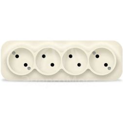 Розетка 4-м ОП 10А IP20 без заземл. сл. кость IONICH 1451