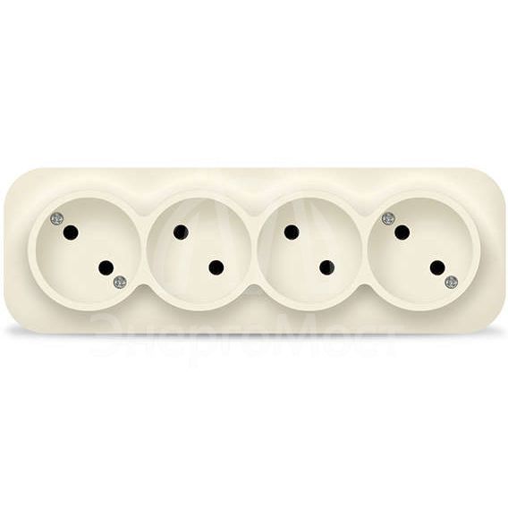 Розетка 4-м ОП 10А IP20 без заземл. сл. кость IONICH 1451