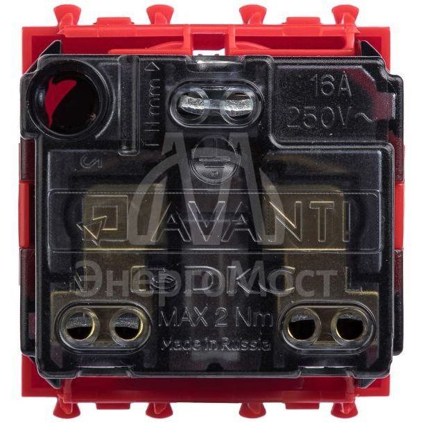 Розетка 2мод. 2P+E Avanti &amp;quot;Красный квадрат&amp;quot; защ. шторки DKC 4401002