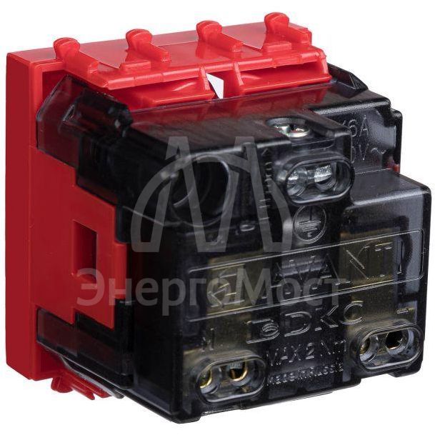 Розетка 2мод. 2P+E Avanti &amp;quot;Красный квадрат&amp;quot; защ. шторки DKC 4401002