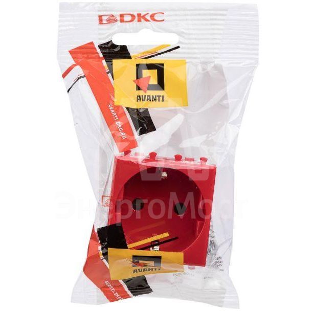 Розетка 2мод. 2P+E Avanti &amp;quot;Красный квадрат&amp;quot; защ. шторки DKC 4401002