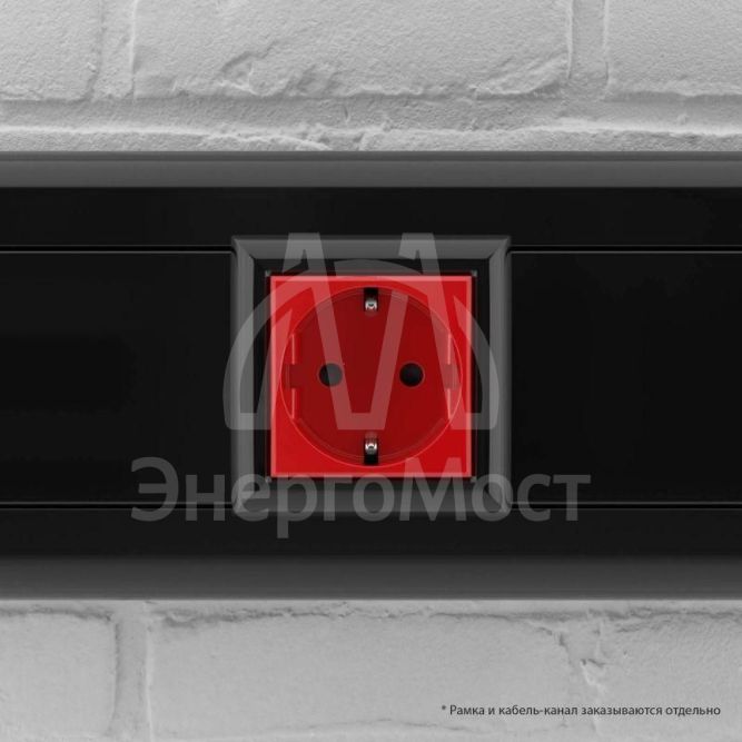 Розетка 2мод. 2P+E Avanti &amp;quot;Красный квадрат&amp;quot; защ. шторки DKC 4401002