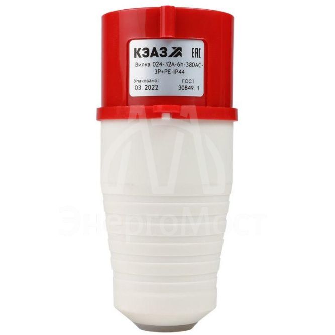 Вилка кабельная 025 32А 380AC 3P+PE+N 6ч IP44 КЭАЗ 222740