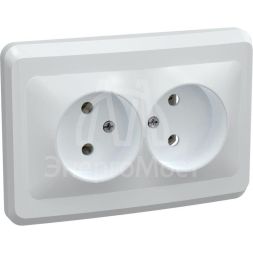 Розетка 2-м СП Вега РС12-2-ВБ без заземл. контакта без защ. штор 10А бел. IEK ERV20-K01-10-DM