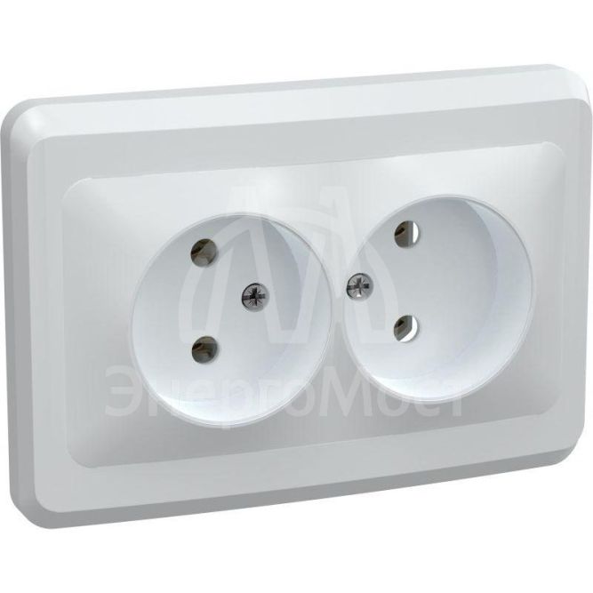 Розетка 2-м СП Вега РС12-2-ВБ без заземл. контакта без защ. штор 10А бел. IEK ERV20-K01-10-DM