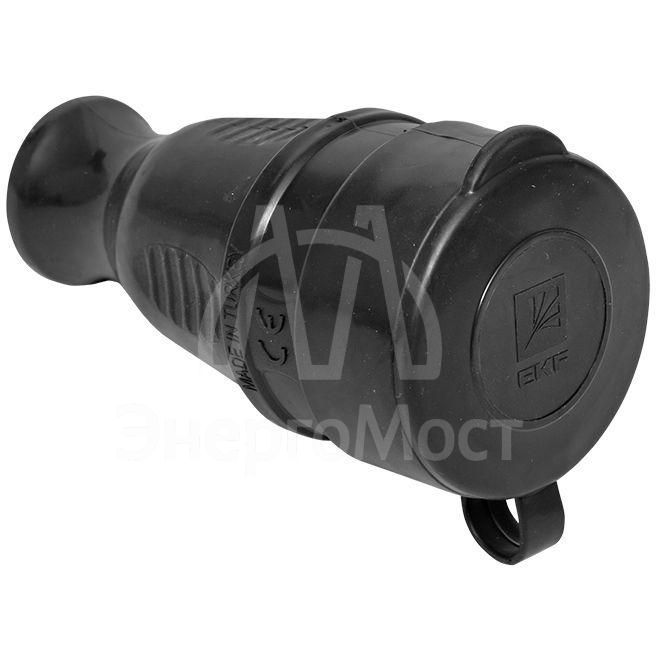Розетка переносная 16А IP44 230В 2P+PE с защ. крышкой каучук PROxima EKF RPS-012-16-230-44-r