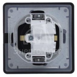 Розетка 1-м СП Glossa 16А IP44 с защ. крышкой защ. шторки с заземл. в сборе алюм. SchE GSL000348